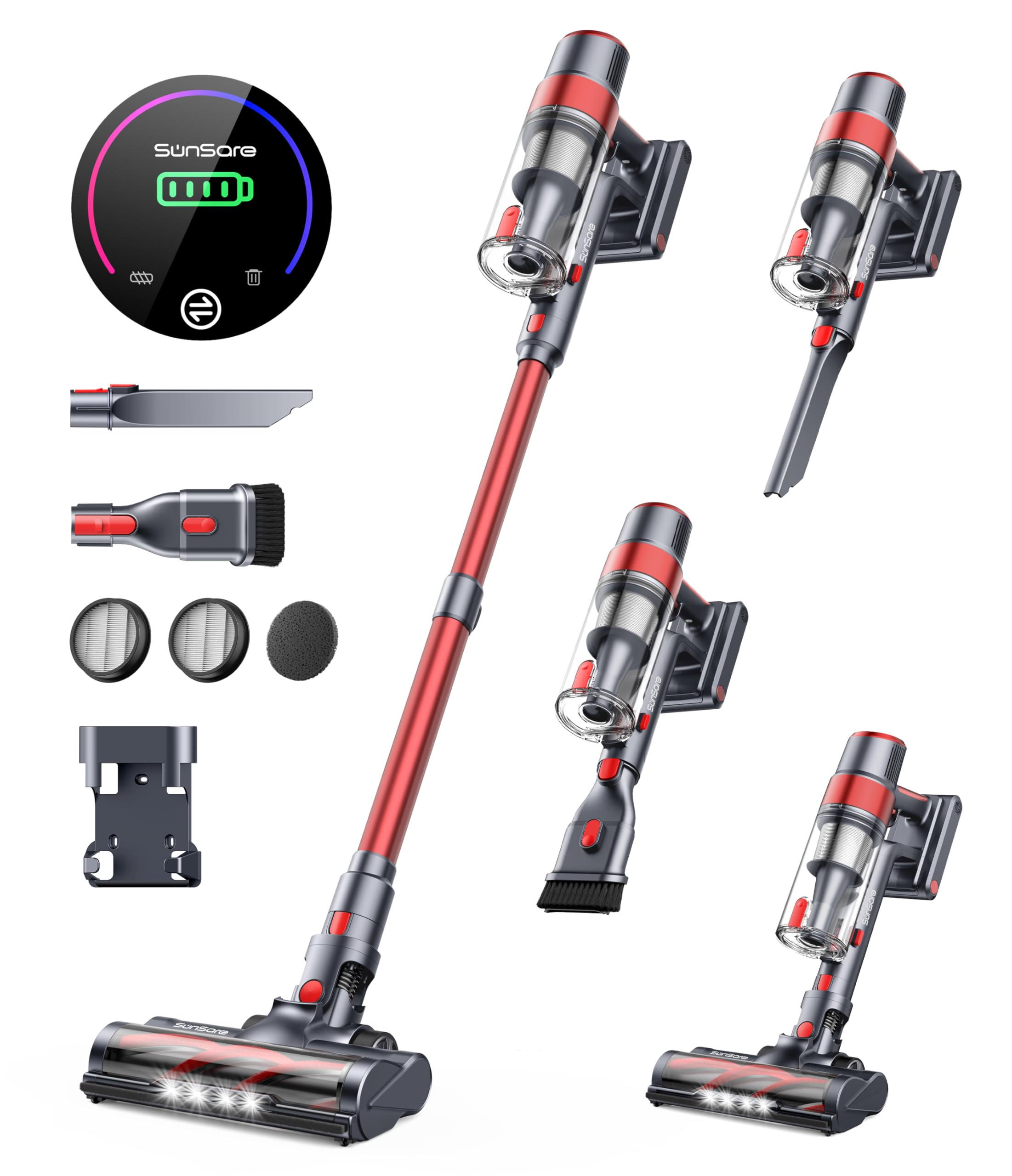 Cordless Vacuum Cleaner, 450W 40Kpa Stick Vacuum with Touch Screen, 55 Mins Runtime Rechargeable ... | Amazon (US)