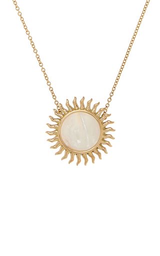 18K Yellow Gold Petit Mother of Pearl Solar Necklace | Moda Operandi (Global)