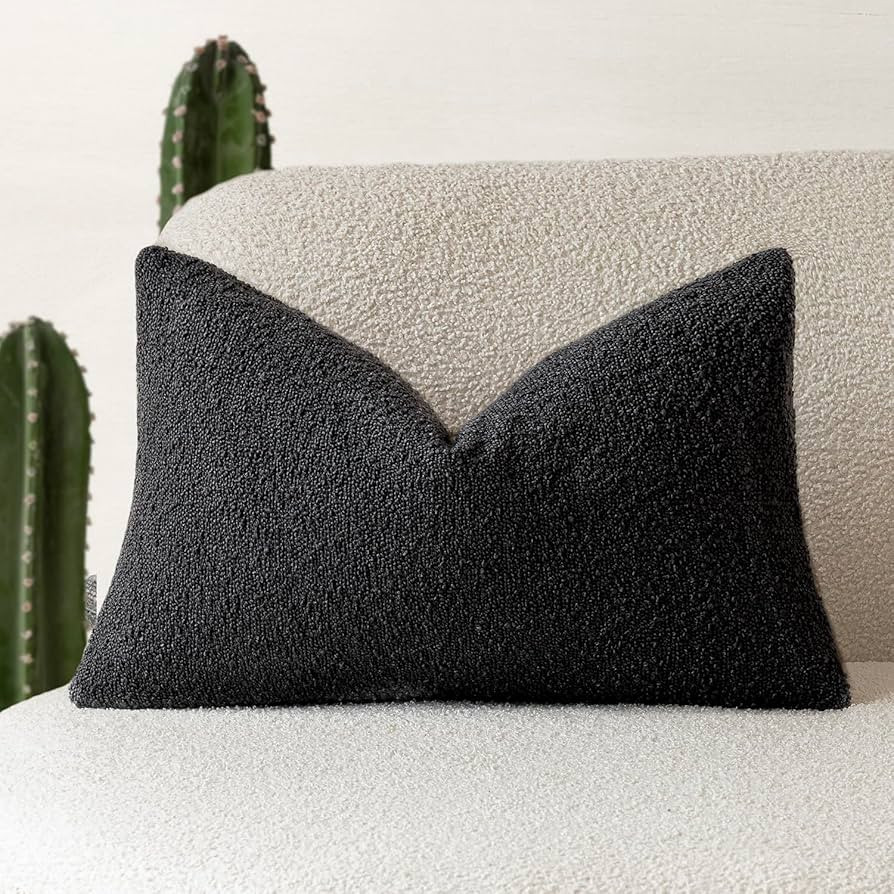 Foindtower Decorative Textured Boucle Throw Pillow Covers Accent Solid Lumbar Pillow Cases Neutra... | Amazon (US)