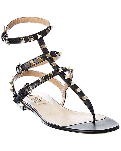 Rockstud Caged Leather Ankle Strap Sandal | Gilt