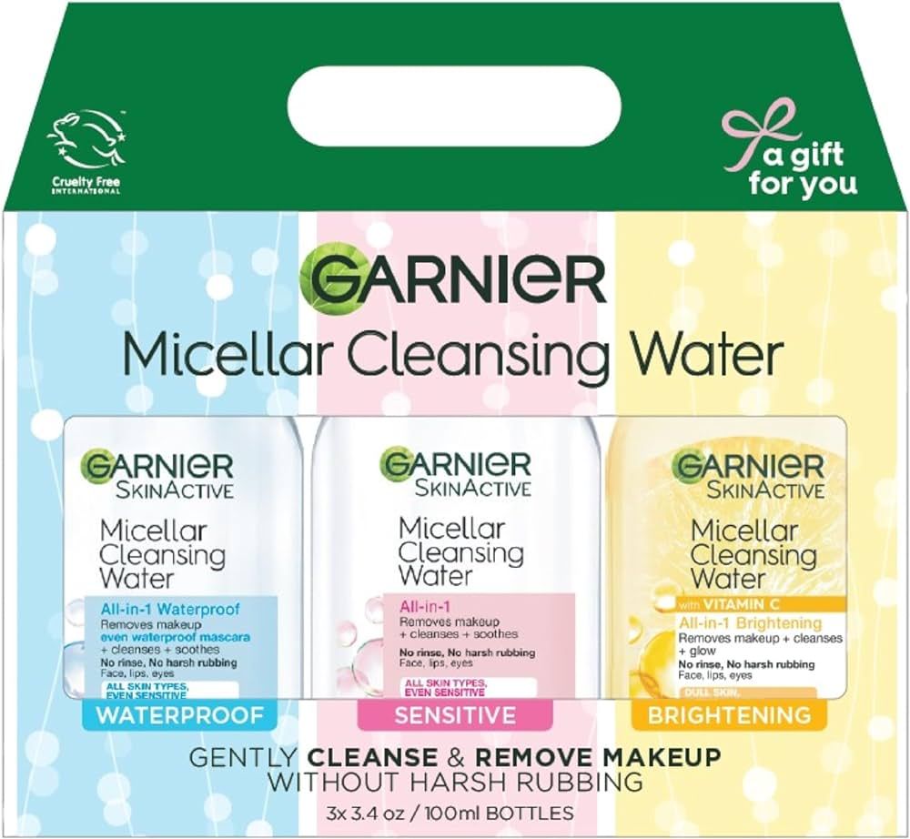 Garnier SkinActive Micellar Water, Facial Cleanser and Makeup Remover Mini's 3 Pack, 1 Skin Care ... | Amazon (US)