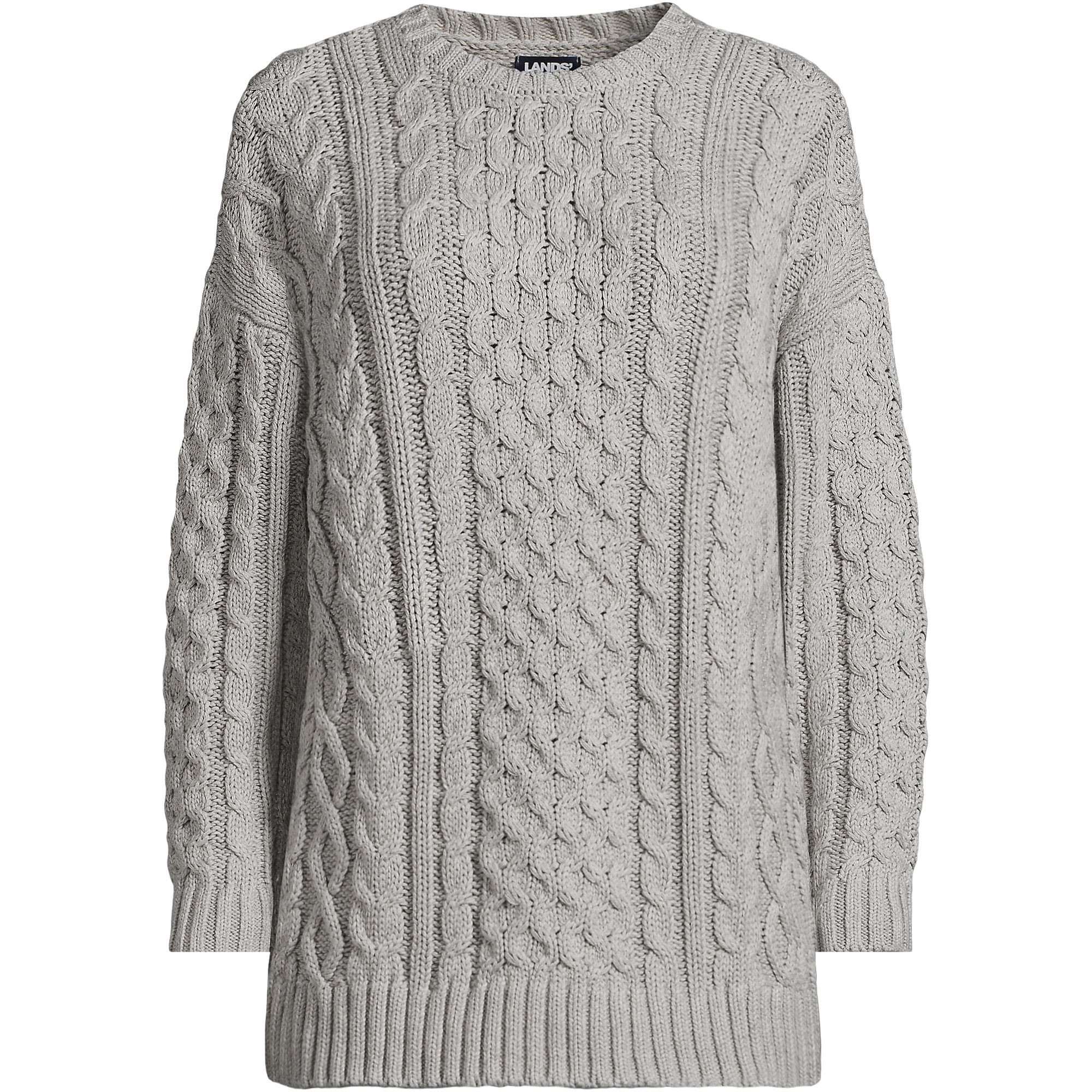 Women's Oversized Drifter Cable Tunic Sweater | Lands' End (US)