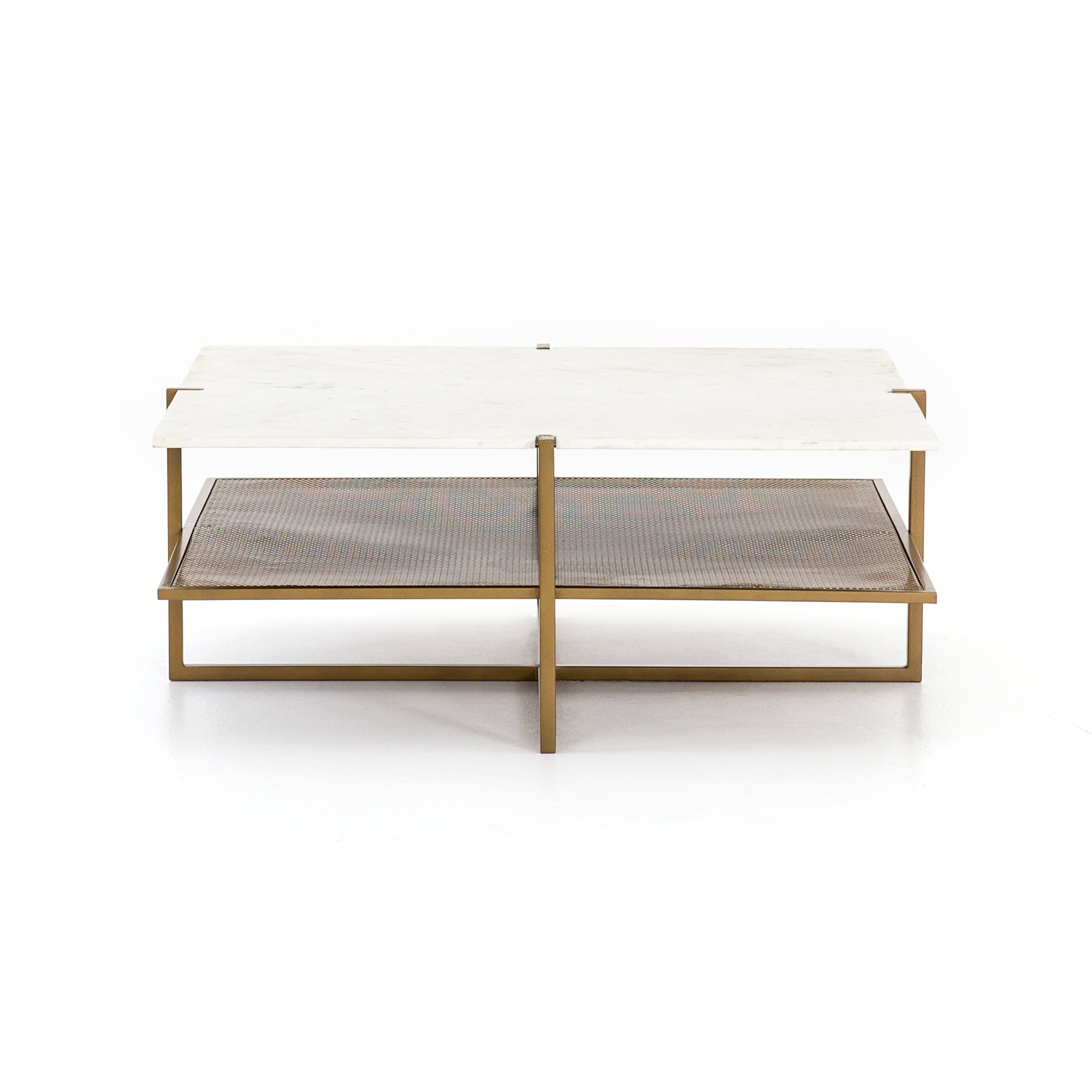 Olivia Square Coffee Table in Polished White Marble | Burke Decor