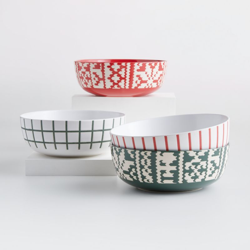 Fair Isle Bowls, Set of 4 | Crate and Barrel | Crate & Barrel