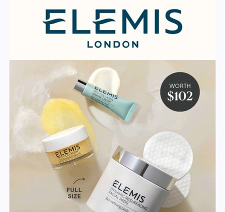 Elemis London Skincare: This 3 piece set includes full-size favorites valued at $102. Yours free with any full-size purchase!Elemis skincare, free gift with purchase, skin care

#LTKOver40 #LTKBeauty #LTKSummerSales