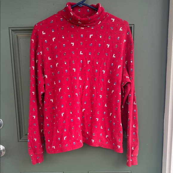 Classic Elements - Christmas print red long sleeve turtleneck | Poshmark