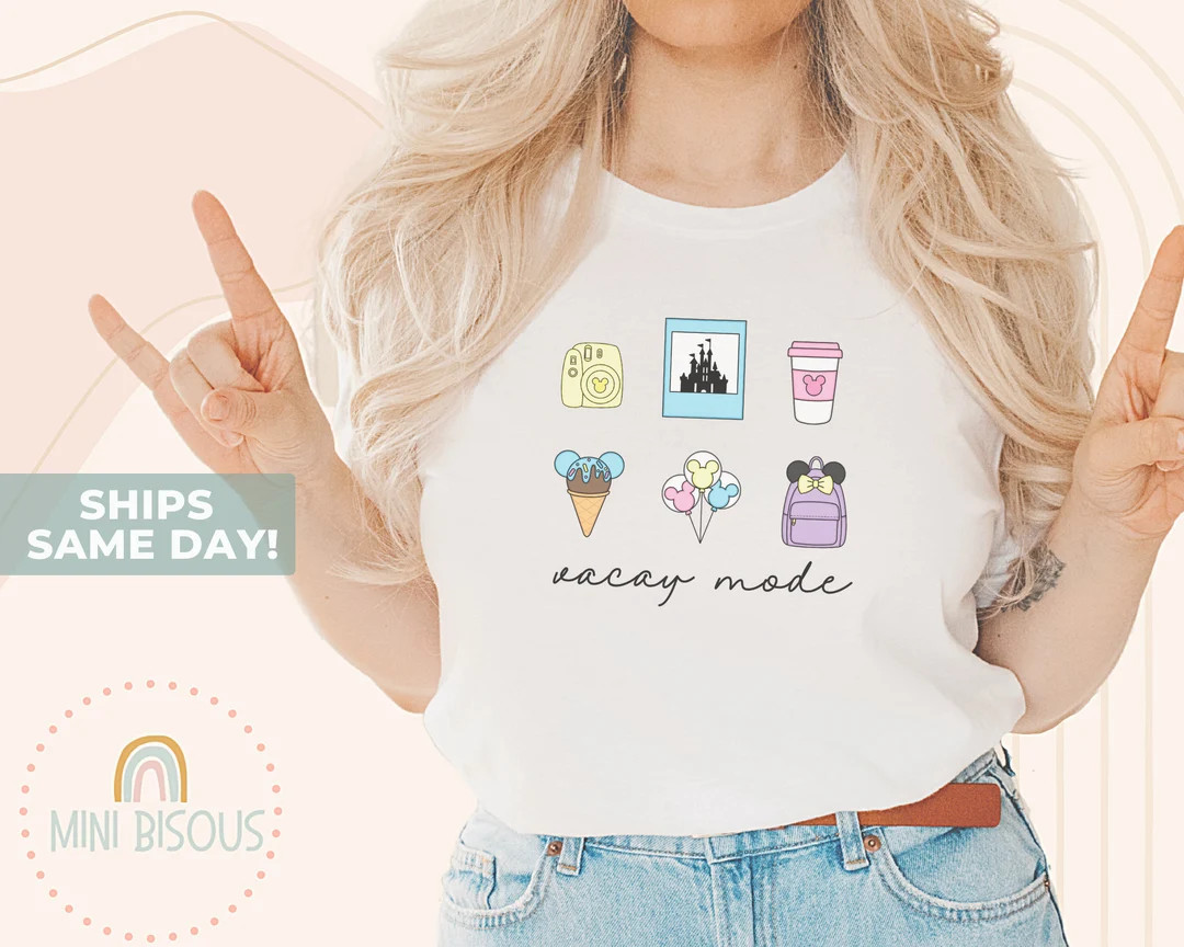 Vacay Mode Shirt, Theme Park shirts, Mouse Women Toddler Baby Park Tee, Happiest Place Matching F... | Etsy (US)