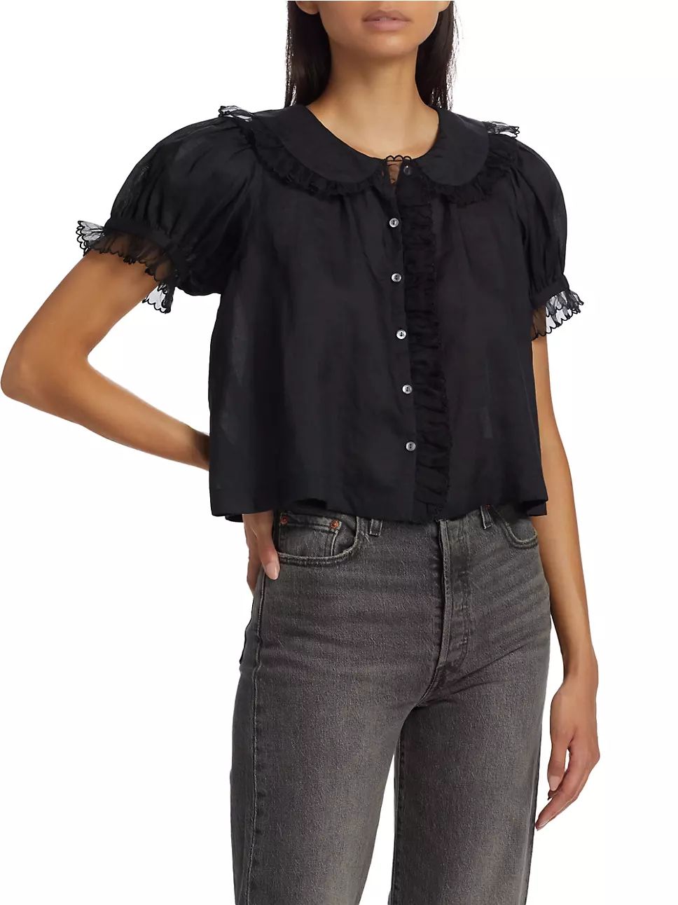 Flute Puff-Sleeve Top | Saks Fifth Avenue