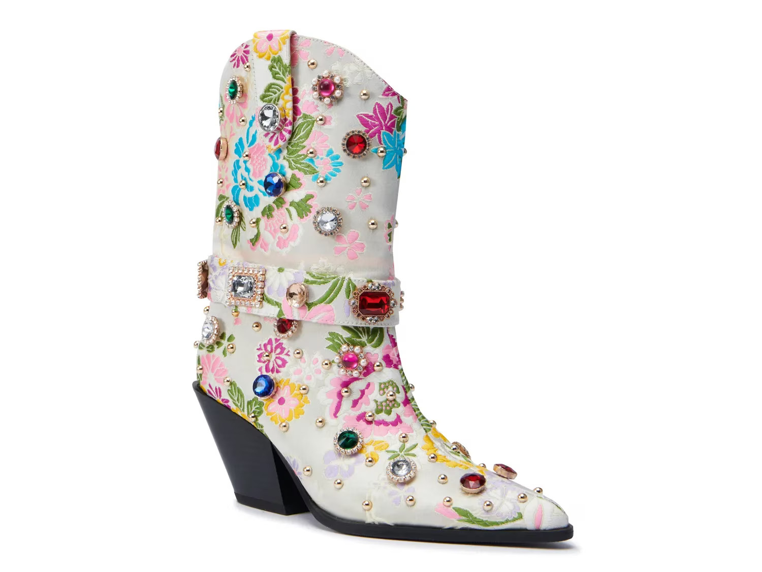 Azalea Wang Diligent Western Boot | Women's | White Floral Print | Size 8.5 | Boots | DSW