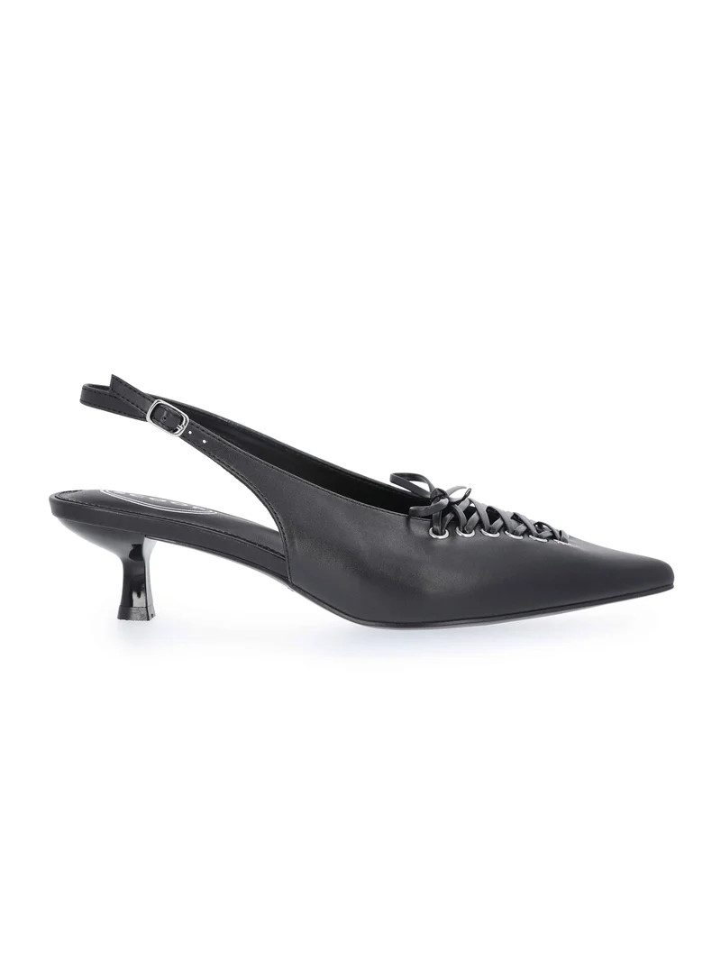 Scoop Women's Slingback Kitten Heels with Lace Up Accents | Walmart (US)
