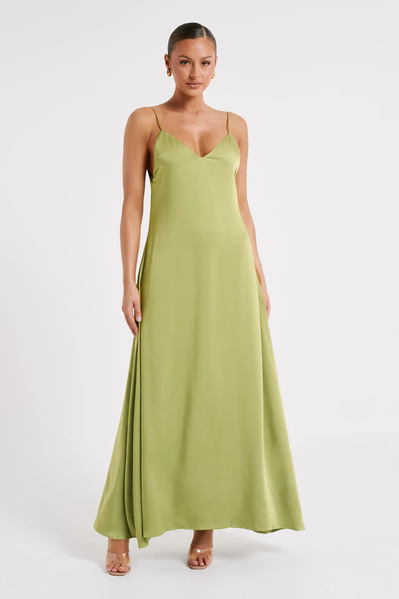 Beatrice Flowy Maxi Dress - Parakeet Green | MESHKI US