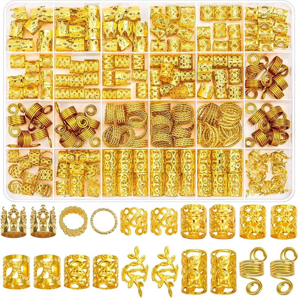 220 Pcs Gold Hair Jewelry for Braids, Loc Jewelry for Hair Dreadlock, Hair Charms for Women, Meta... | Amazon (US)