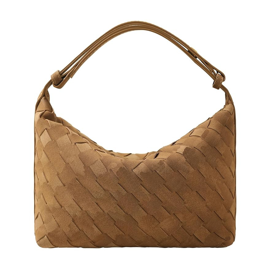 Suede Leather Handbag for Women, Leather Woven Bag, Small Clutch Bag Suede Handbag, Underarm Purs... | Amazon (US)