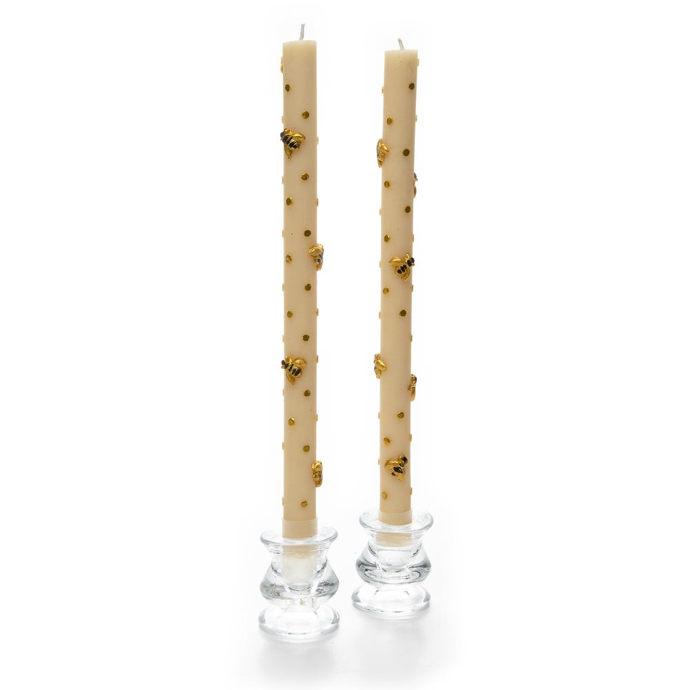Bee Gold Dinner Candles, Set of 2 | MacKenzie-Childs