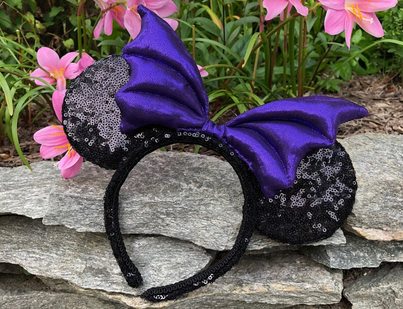 Batwing Halloween Minnie Mouse Ears, Bat Wings Minnie Ears, Halloween Minnie Mouse Ears, Hallowee... | Etsy (US)