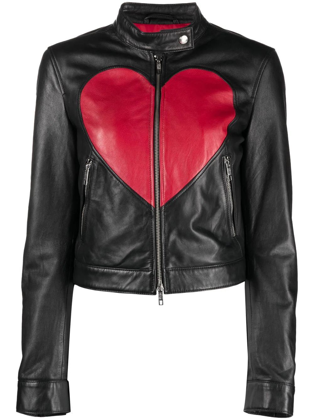 heart-print leather jacket | Farfetch Global