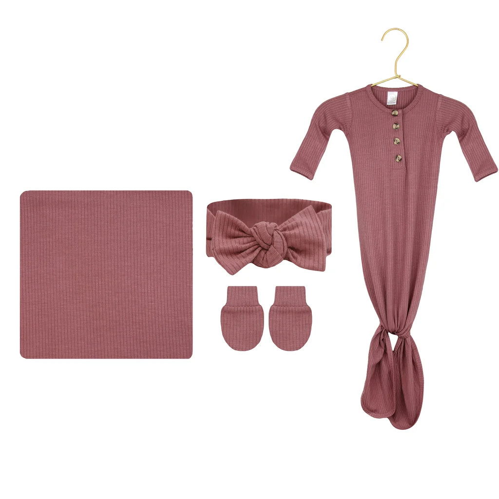 Marjorie Ribbed Newborn Headband Bundle (Gown) | Lou Lou & Company