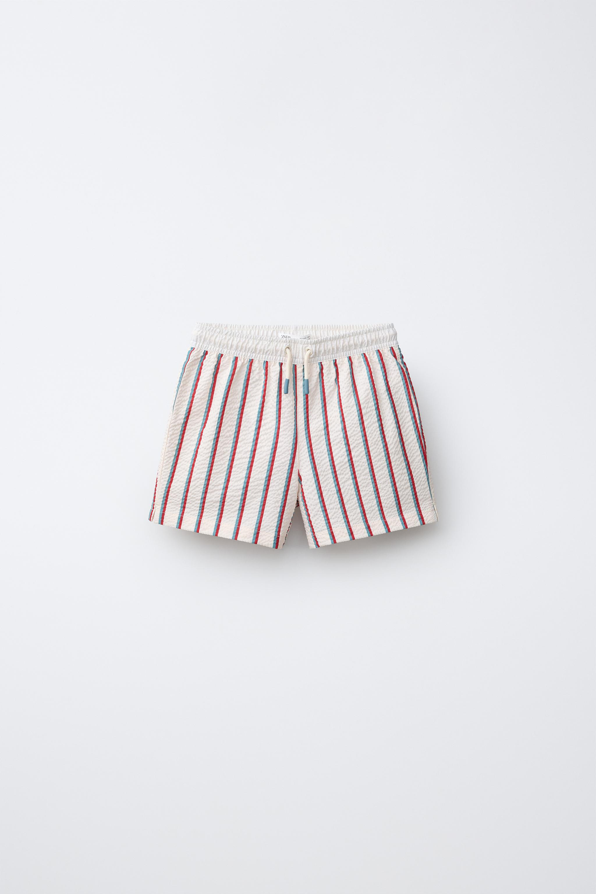 6-14 YEARS/ TEXTURED STRIPE SWIM SHORTS | Zara US
