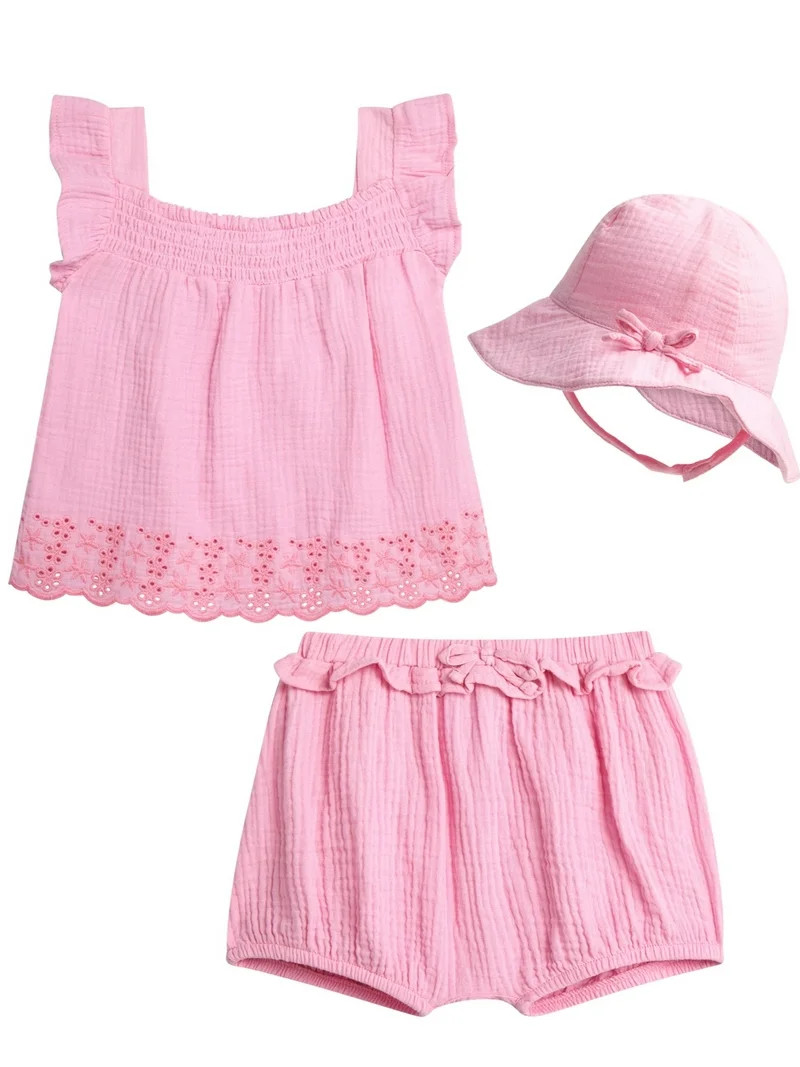 Jessica Simpson Baby Girls' Layette Bloomer set with Sunhat Sizes 0-24M | Walmart (US)