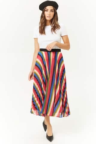 Rainbow Accordion-Pleated Midi Skirt | Forever 21 (US)