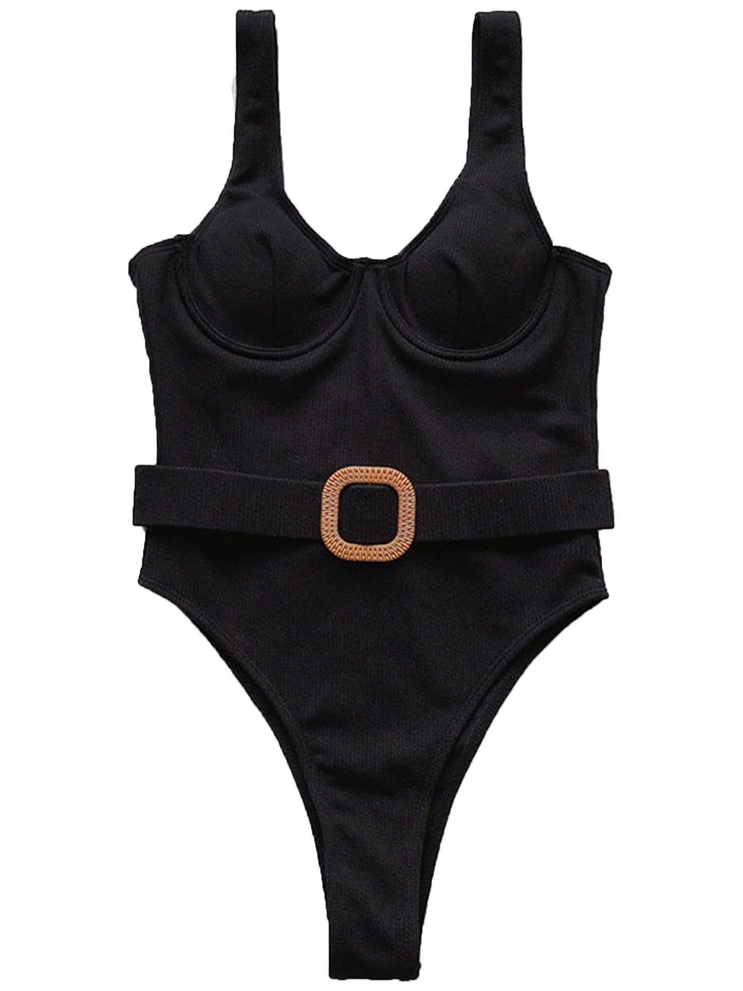 'Francesca' Belted Ribbed Swimsuit (2 Colors) | Goodnight Macaroon