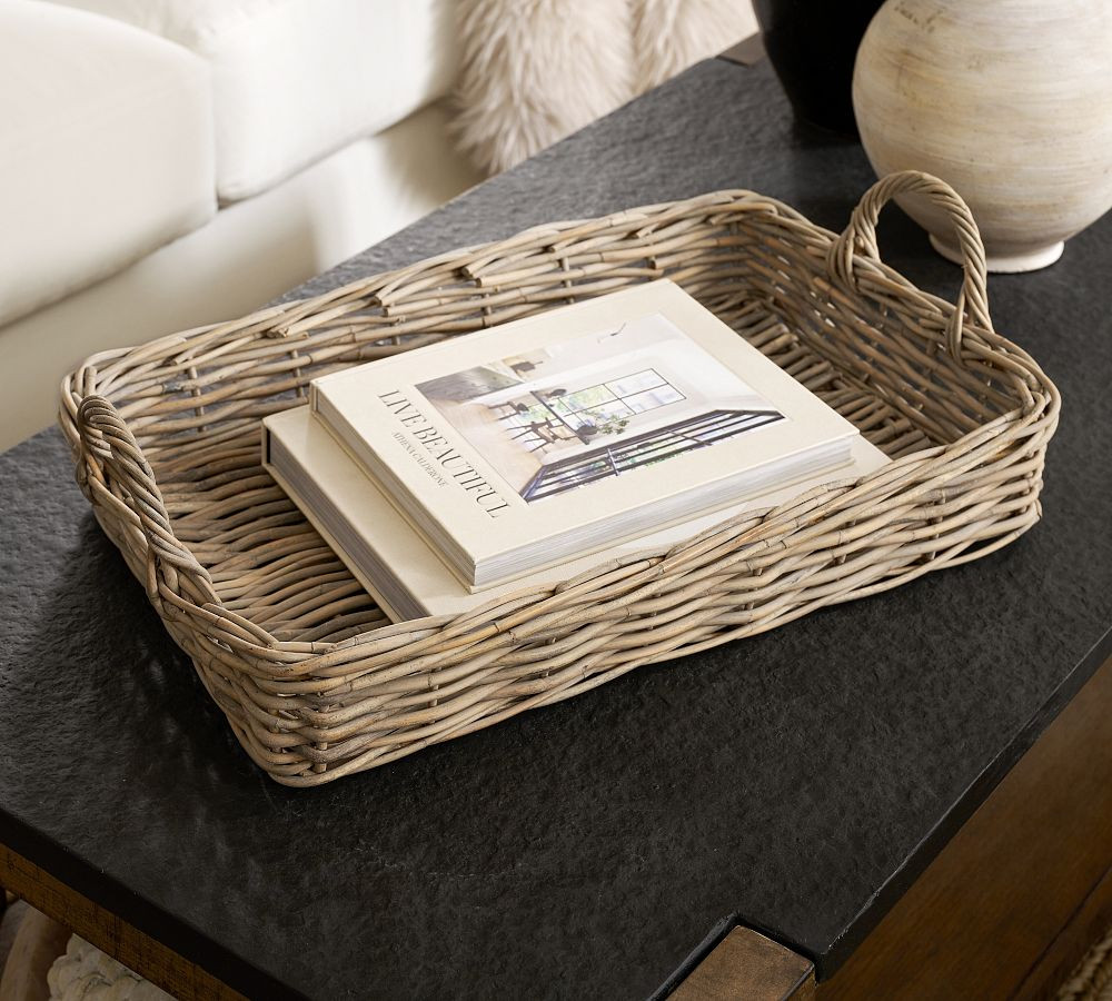 Landry Handwoven Rattan Tray | Pottery Barn (US)