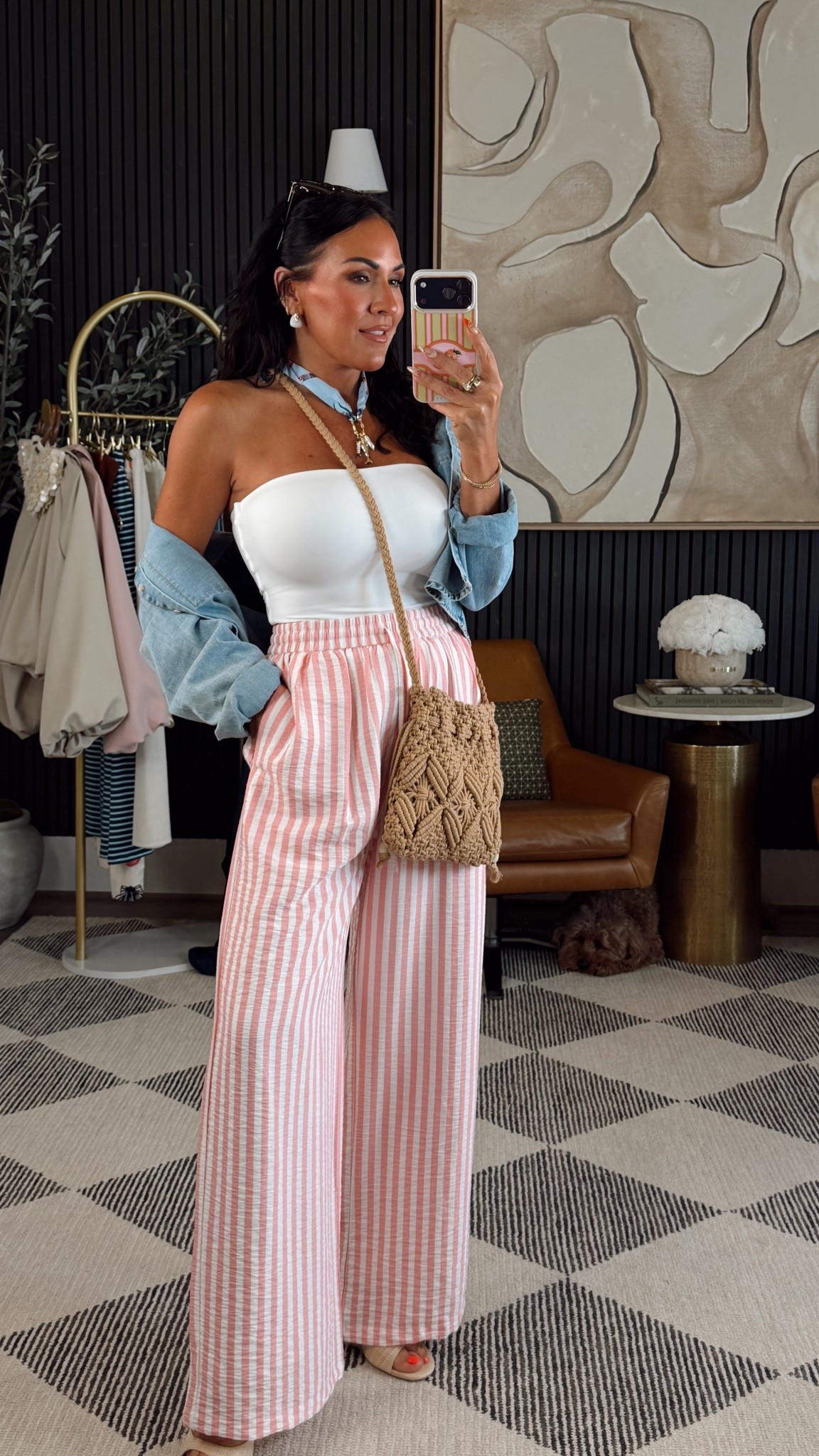 Babes… this look is giving sunny plans, iced coffee in hand, and strangers asking where everything is from 🍓☀️

The pink stripe pants steal the show, the white bandeau keeps it fresh and clean, and the denim layer adds that easy little extra touch. One of those outfits that feels comfy but still looks so put together.

Wearing a size small

5’2” • 130 lbs • 34DD • 25” waist • size small

#PetiteFashion #Over40Style #AmazonFashion #SummerStyle #VacationOutfit