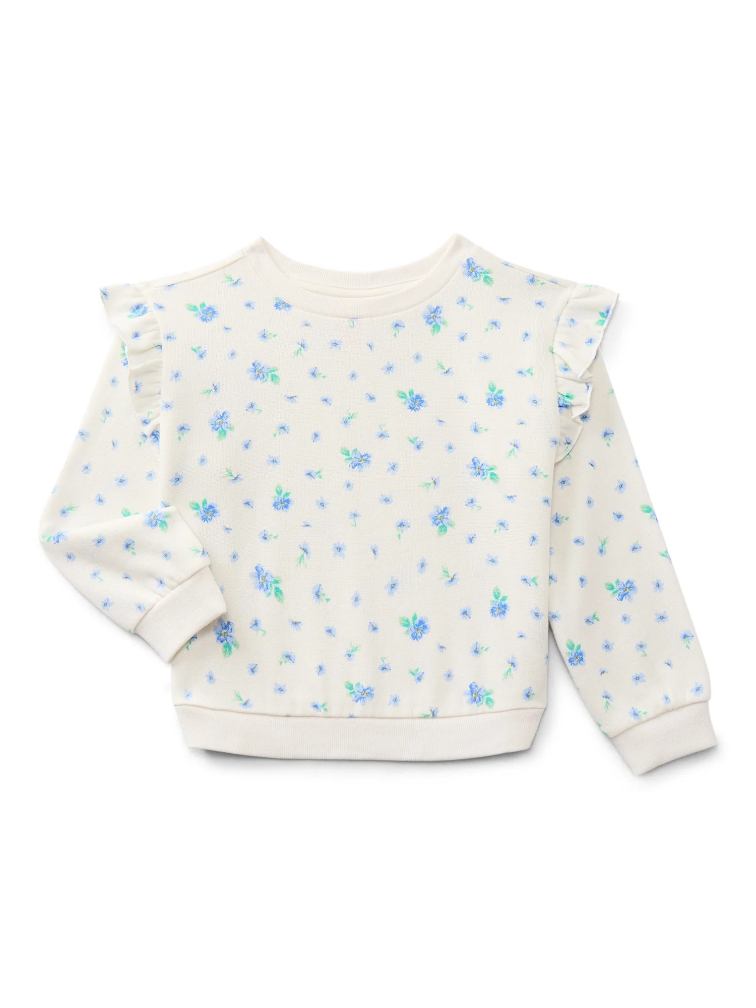 Wonder Nation Toddler Girls Fleece Crewneck Top with Long Sleeves, Sizes 12M-5T | Walmart (US)