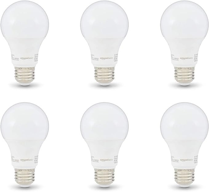 Amazon Basics Soft White LED Light Bulb, A19, 40 Watt Equivalent, Energy Efficient 6W, E26 Standa... | Amazon (US)