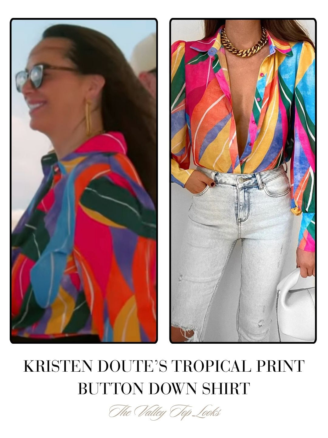 Kristen Doute's Multi-Colored Leaf Print Shirt 

 