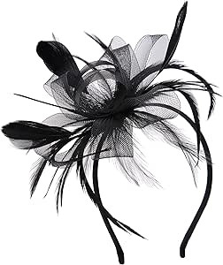 VGLOOK Flower Cocktail Tea Party Headwear Feather Fascinators Derby Hat for Girls and Ladies (Bla... | Amazon (UK)