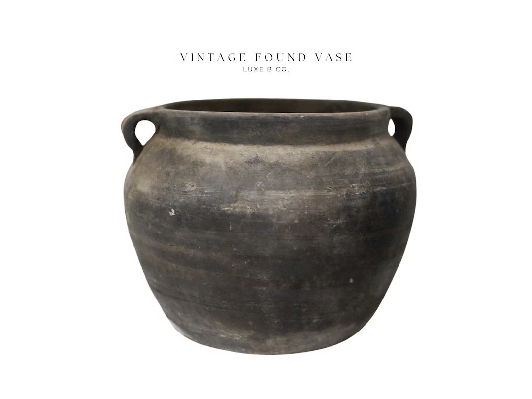Vintage Vase Pot Grey Black Old Clay Pot Antique Pottery Black Vase - Etsy | Etsy (US)