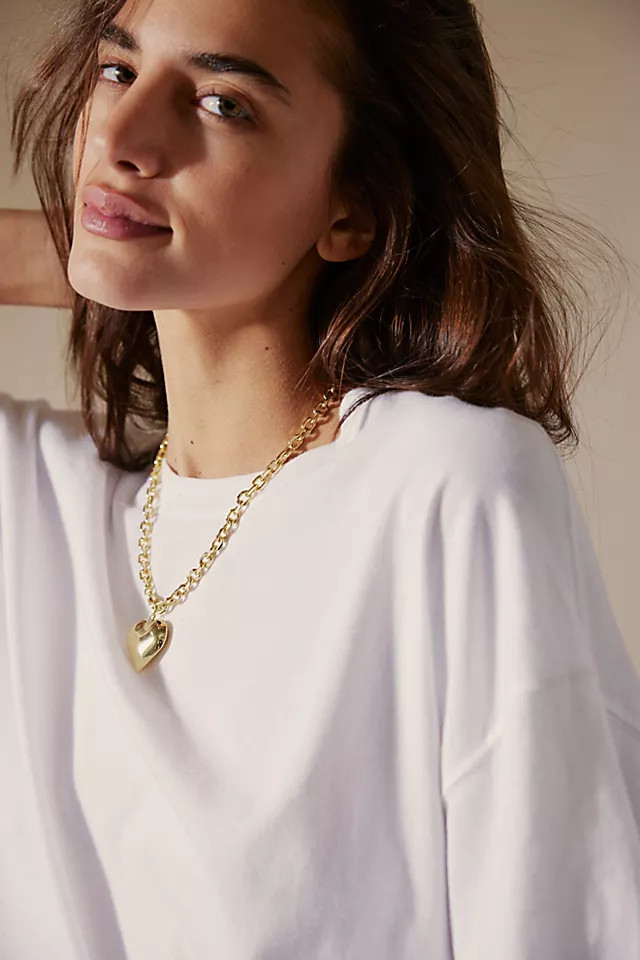 Marlyn Schiff Puffy Heart Convertible Chain Necklace | Free People (Global - UK&FR Excluded)