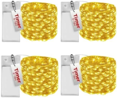 Honche 4 Pack Fairy Lights Battery Operated with Timer 6.56 FT/Pack 20LED Twinkle Lights Copper W... | Amazon (US)