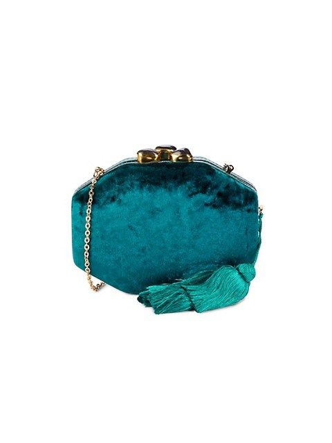 Sofia Snakeskin Leather-Trim Octagon Velvet Clutch | Saks Fifth Avenue OFF 5TH