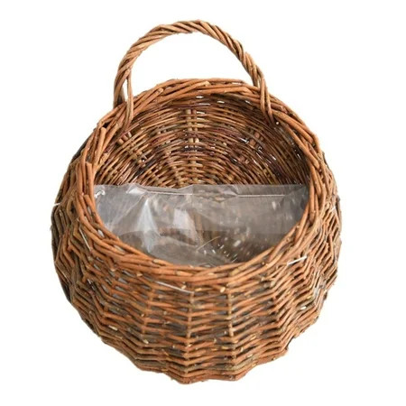 Hanging Wicker Basket Jute Rope Hanging Flower Basket Round Hanging Wire Baskets for Plants and Wall | Walmart (US)
