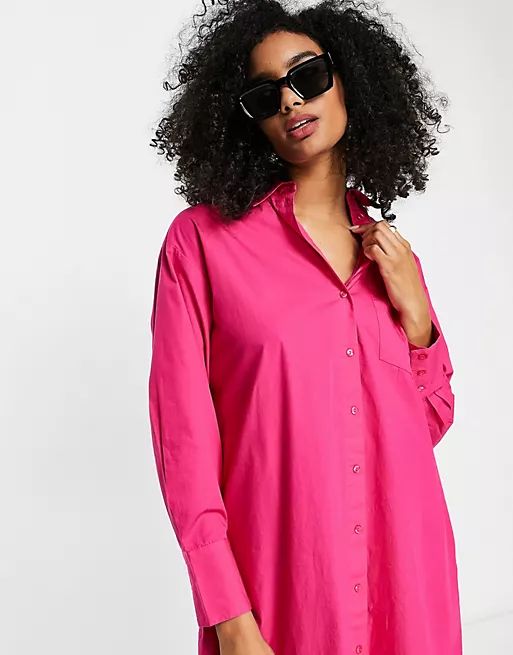 Selected Femme oversized shirt in pink stripe | ASOS (Global)