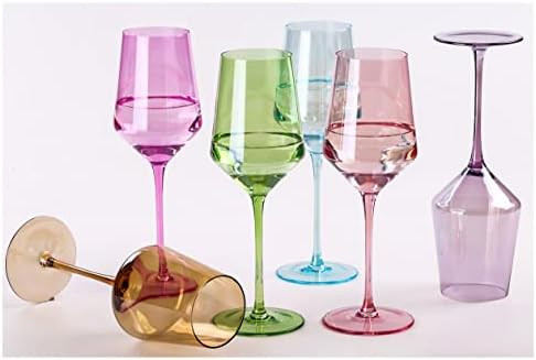 Physkoa Colored Wine Glasses Set - 15oz Hand-Blown Crystal Wine Glasses with Stem for Party Bar, ... | Amazon (US)