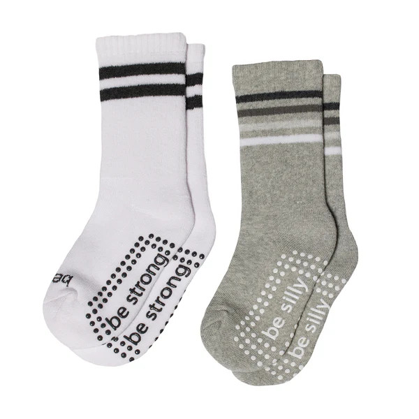 Boys 2 Pack Grip Crew Socks 2T-4T (Hayes) | Sticky Be Socks