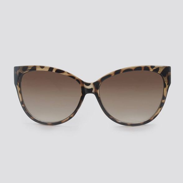 Women's Animal Print Cateye Plastic Sunglasses - A New Day™ Black | Target