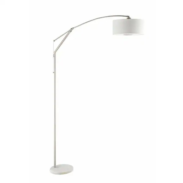 Contemporary Over Arching Metal Floor Lamp, White And Silver | Bed Bath & Beyond