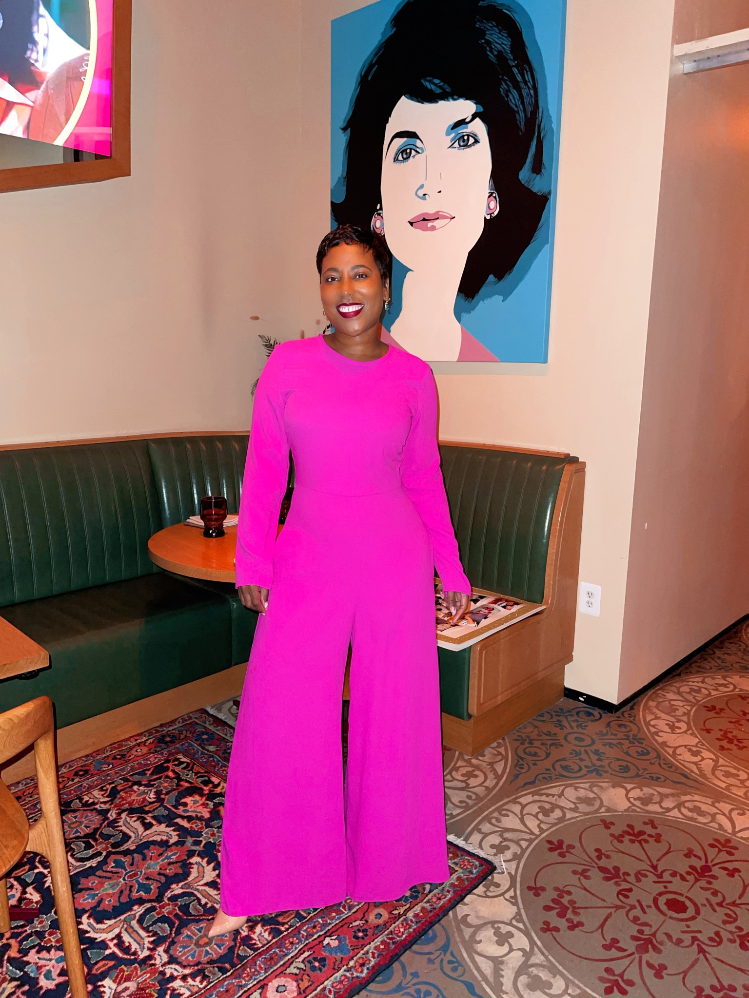 Pink magenta long sleeve wide leg jumpsuit 

#galentinesday
#valentinesday
#galentinesdayoutfit
#valentinesdayoutfit 
#valentines
#competition

#LTKSeasonal #LTKFind