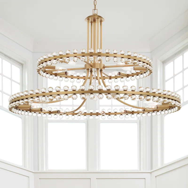 Kristine 24 - Light Unique/Statement Tiered Chandelier with Glass Accents | Wayfair Professional