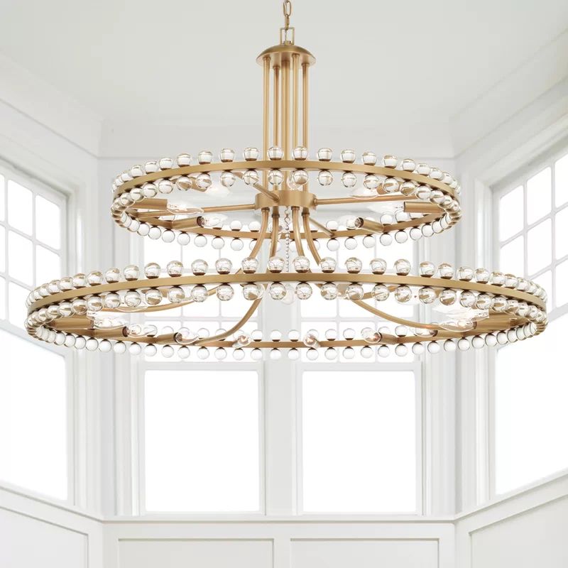 Kristine 24 - Light Unique/Statement Tiered Chandelier with Glass Accents | Wayfair Professional