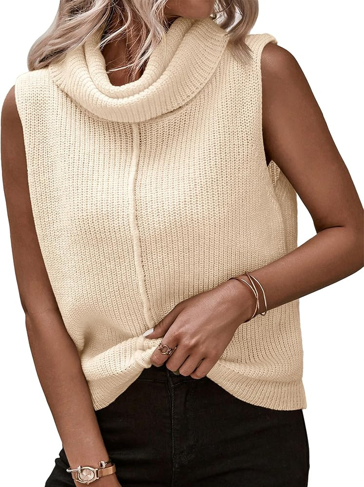 Amarmia Womens Cowl Neck Knit Sweater Vest Sleeveless Casual Solid Trendy Turtleneck Ribbed Pullo... | Amazon (US)