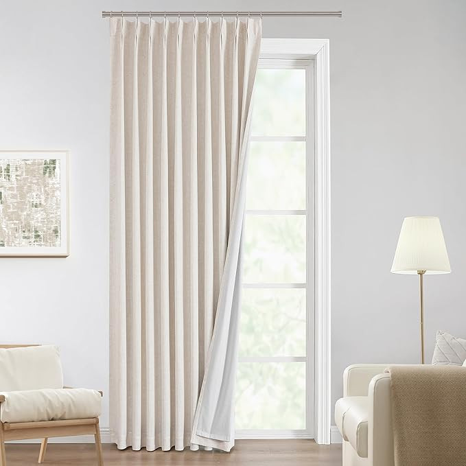 Vision Home Natural Pinch Pleated Full Blackout Curtains Linen Blended Room Darkening Window Curt... | Amazon (US)