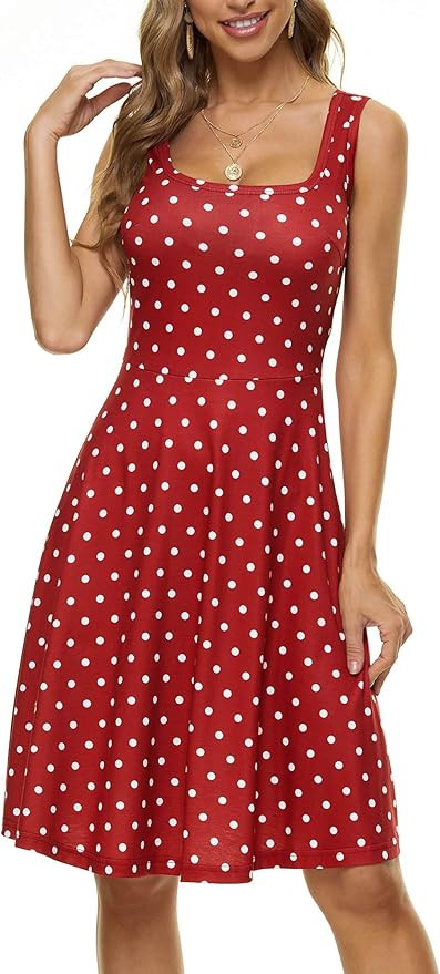 FENSACE Women's Sleeveless Midi Dress Casual Flared Tank Dress | Amazon (US)