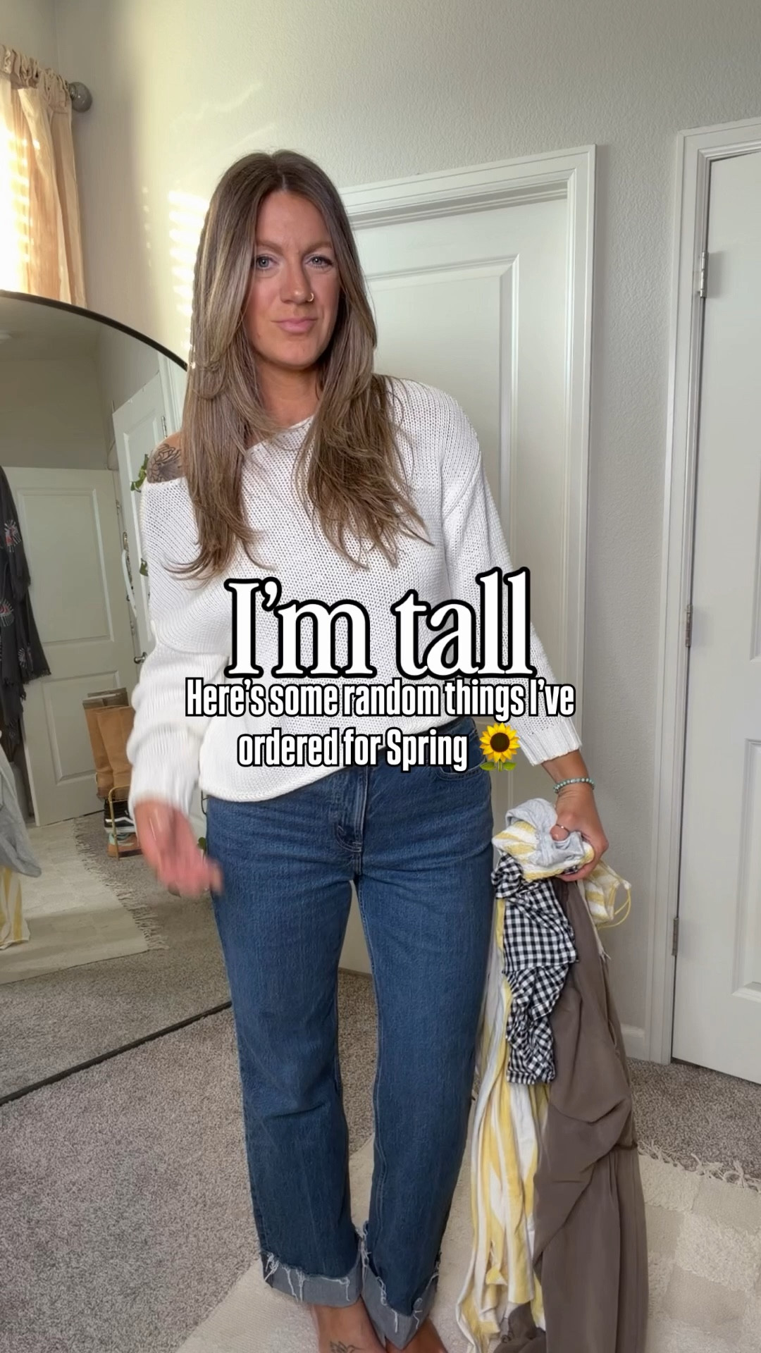 Some things I’ve ordered for spring as a tall mom 🌻
✨large grey off the shoulder tee, 30 long jeans
✨large striped dress
✨large white tee & gingham boxers 
✨sweater I old, linked similar, large pants
✨large black tank, 31x34 jeans
✨large brown tank, 10 white pants
✨large swimsuit
✨large peach top, 30 curve love shorts 
✨10 yellow dress, can size down runs a little big
✨large floral top, medium would make it more fitted, 30 tall jeans 

#LTKTall #LTKOver40