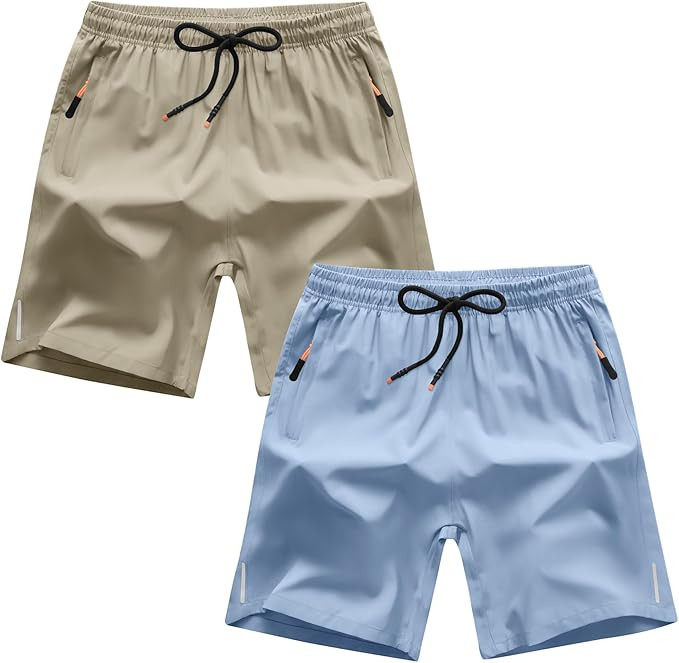 Boys Shorts Quick Dry Athletic Running Shorts with Zipper Pockets | Amazon (US)