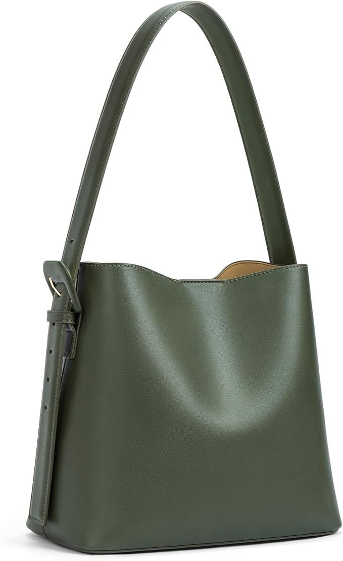 BOSTANTEN Bucket Bag Leather Shoulder Purses for Women Trendy Adjustable Strap | Amazon (US)